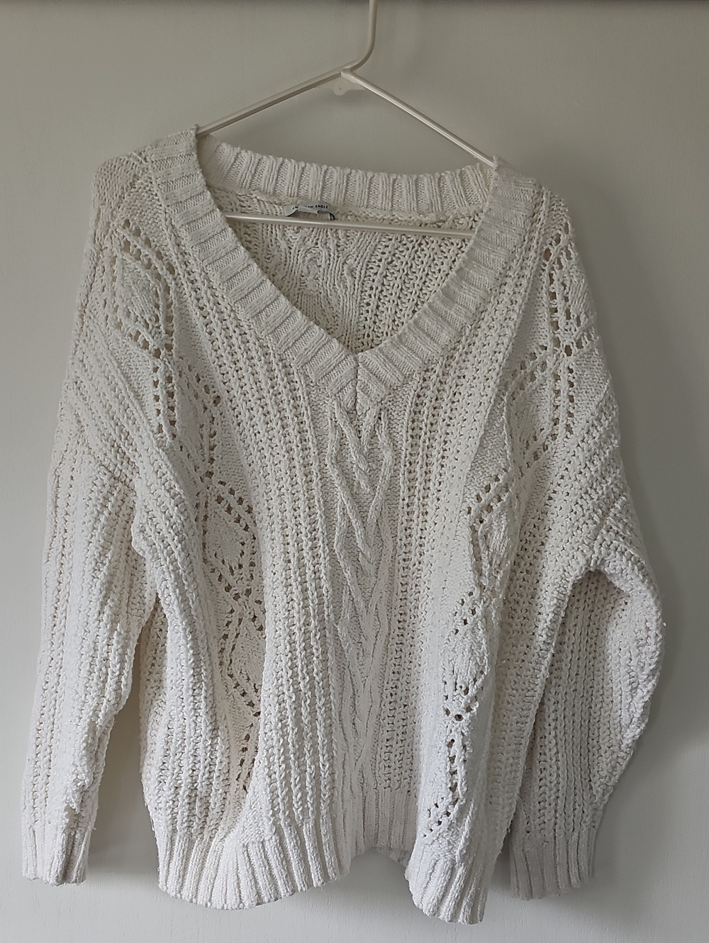 American Eagle Oversized V-Neck Cable Knit Sweater
